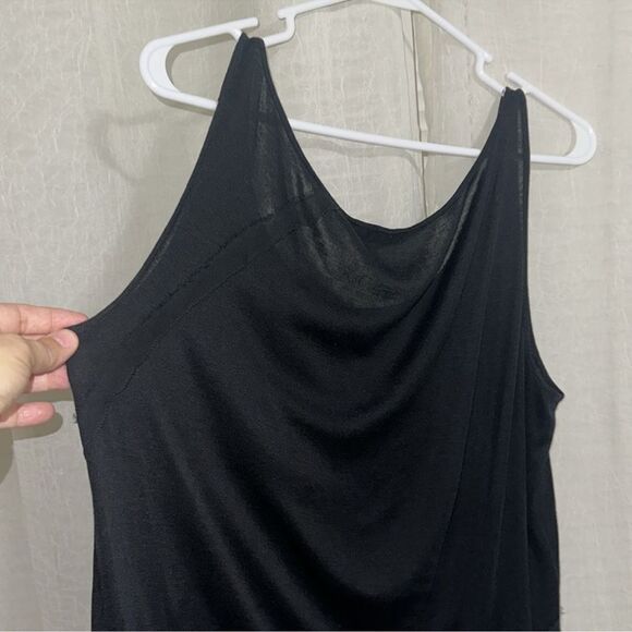 Eileen Fisher L Black Ribbon Detail Fine Knit Soft Relaxed Fit Tank Top - Picture 6 of 11
